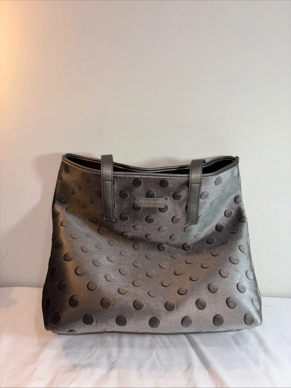 kate spade Metallic Gray Polka Dot Tote